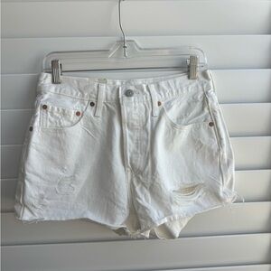 White Levi Jean shorts